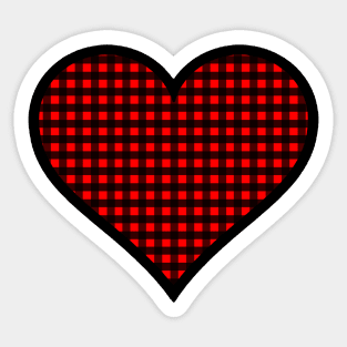 Red and Black Gingham Heart Sticker